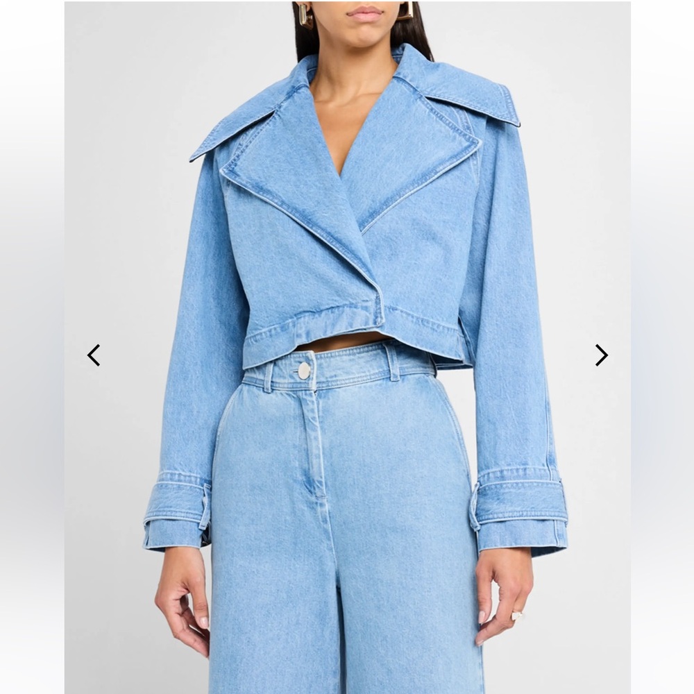 Toccin Tommy Cropped Denim Trench Coat - Picture 2 of 9